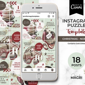 CHRISTMAS INSTAGRAM PUZZLE - Canva Template for Coaches, Content Creators and Small Businesses.  Instagram Engagement.  Instant download.