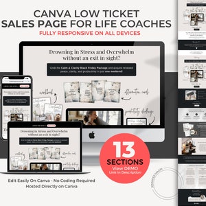 Canva Sales Page for Life Coaches, Editable Low Ticket Sales Page, Easy to Edit Landing Page Template, Life Coach, Low Ticket Offer Template