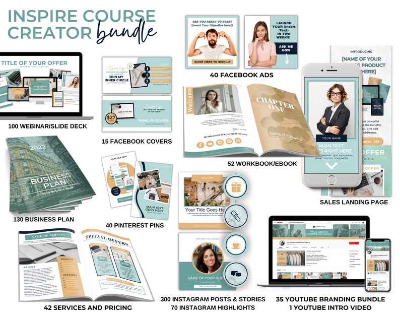 COURSE CREATOR BUNDLE - Canva Templates, Online Course Marketing Bundle ...