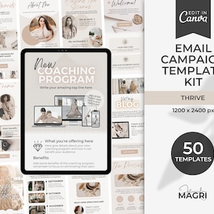Email Templates for Canva and Mailchimp, Email Campaign Templates, Email Marketing, Email Canva Templates, Canva Newsletter, Netural Beige