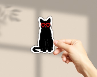 Black Cat Sticker Vinyl Waterproof Sticker Cat Mom Sticker Cute