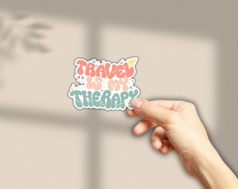 Travel Is My Therapy Sticker, Glossy Vinyl Laptop Decal