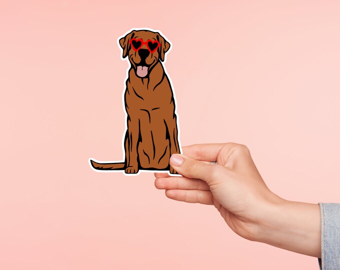 Red Lab Stickers Labrador Retriever Sticker | Heart Glasses, Waterproof Vinyl - Etsy