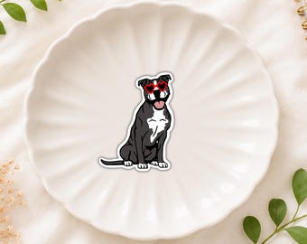 Pit Bull Vinyl Sticker | Heart Sunglasses, Water Bottle Laptop Decal