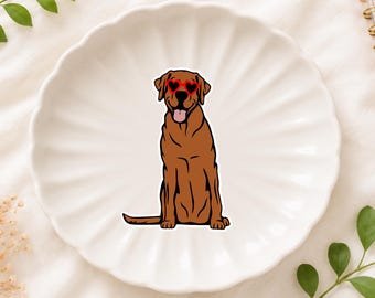 Labrador Retriever Sticker | Heart Glasses, Waterproof Vinyl