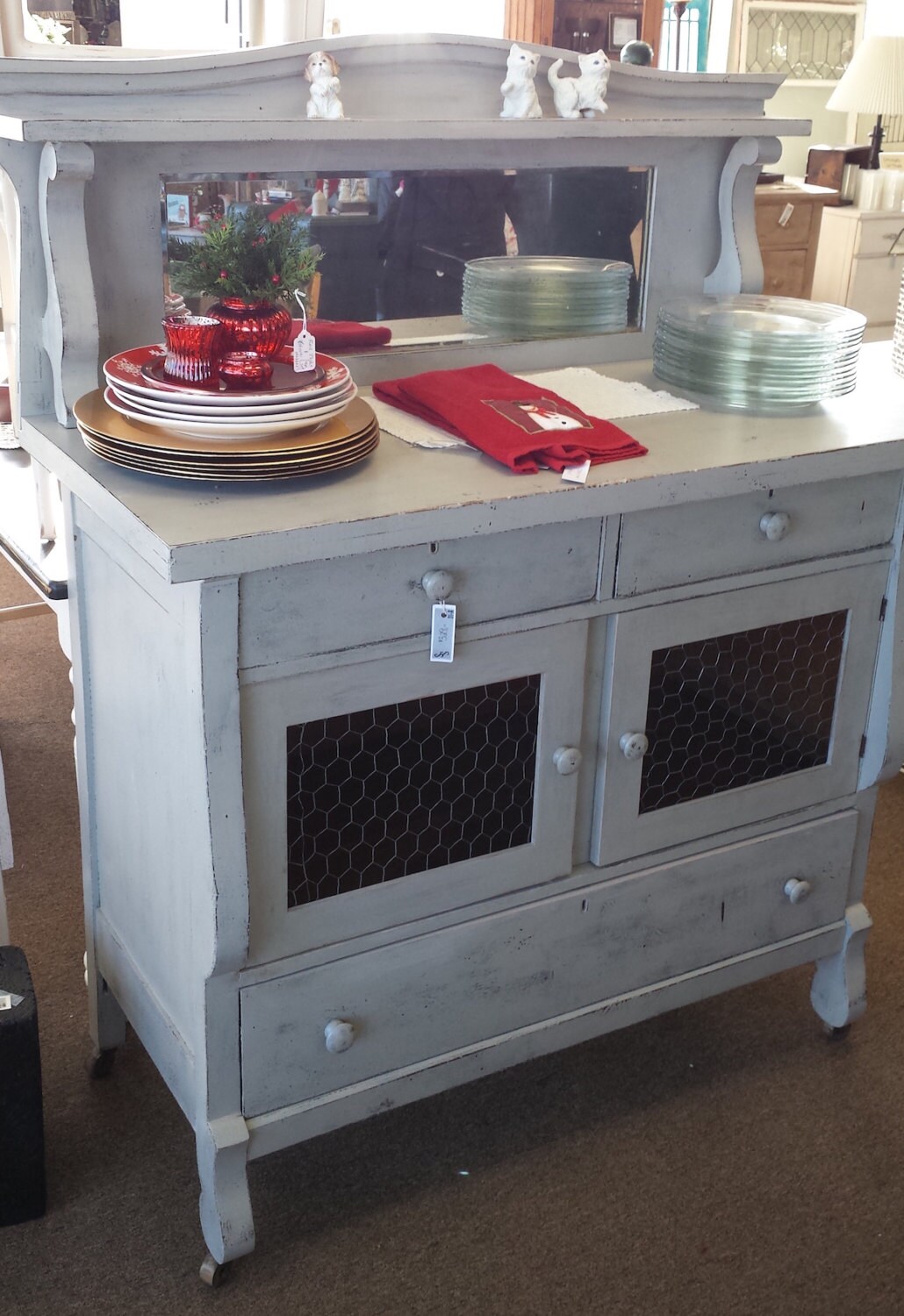 Vintage Grey Buffet & Hutch Mirror aka Jelly Etsy