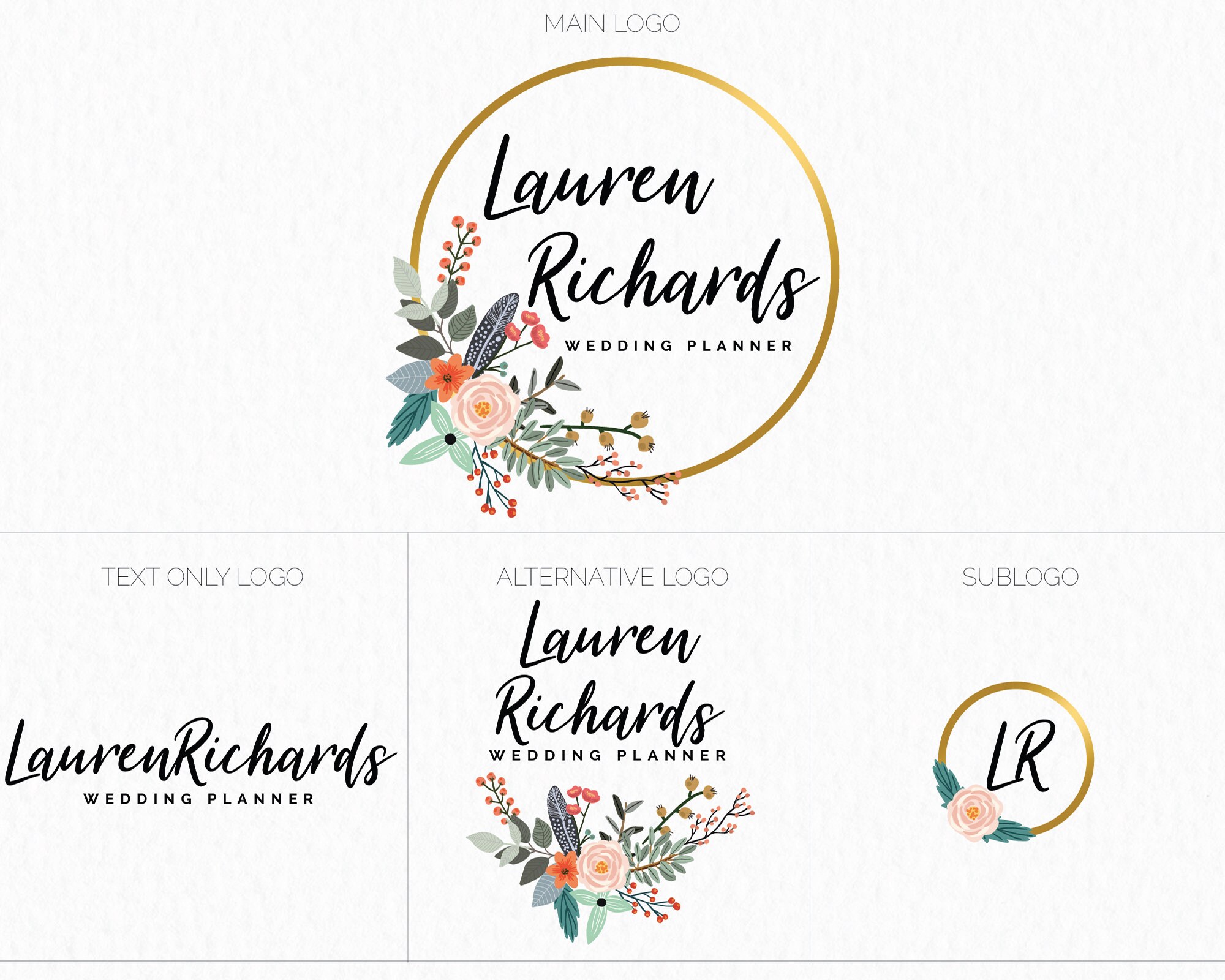 Floral Wreath Logo Wreath Logo Flower Bouquet logo florist | Etsy