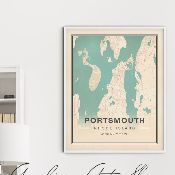 Portsmouth Map, Portsmouth RI Map, Vintage Portsmouth Map, Vintage Portsmouth, Vintage Map, Portsmouth Rhode Island
