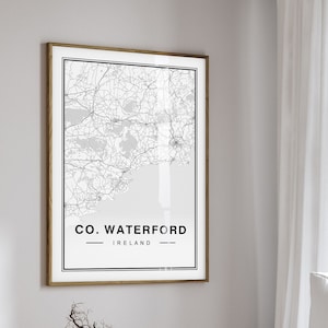 Co. Waterford Karte, County Waterford Karte, Co. Waterford Irland Karte, Waterford karte print