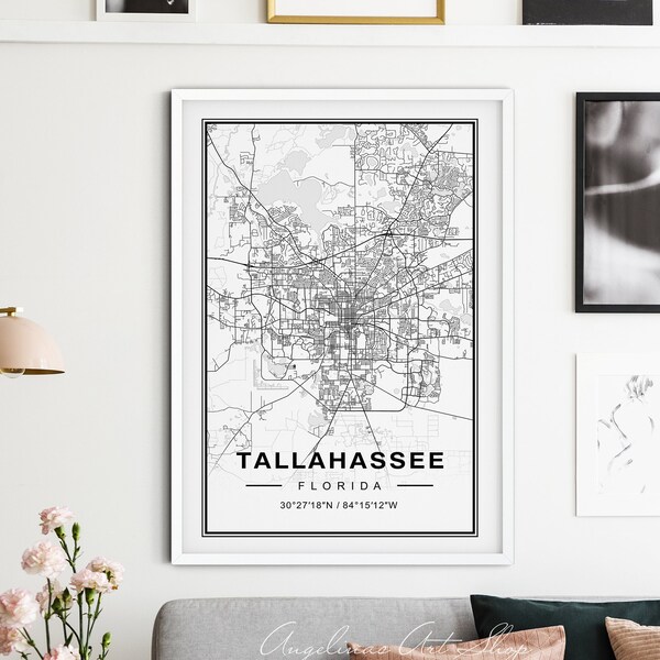 Tallahassee Map Etsy