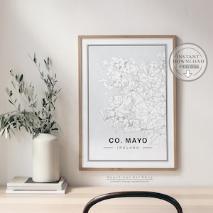 County Mayo Irland Karte drucken | Digitale Wandkunst