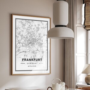 Mapa de Frankfurt am Main, Mapa de Frankfurt am Main Alemania, Impresión de Frankfurt, Impresión de mapa de Frankfurt
