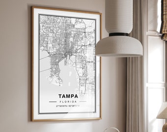Tampa Map, Tampa Florida Map, Tampa FL map, Tampa Map Print