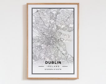 Dublin Map, Dublin Ireland Map, Dublin Map Print