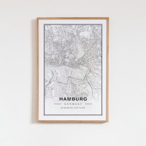 Hamburg Map Art Print Poster Interior Wall Art Decor