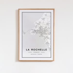 La Rochelle Frankreich Karte Kunstdruck Poster Innenwandkunst für Zuhause und Büro