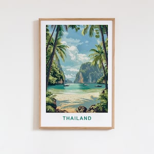 Cartel imprimible de la vista del paisaje costero de Tailandia - Arte de pared inspirado en viajes