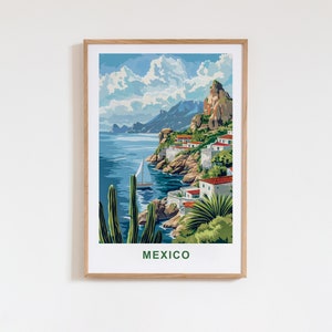 Mexico Printable Travel Art Poster - Coastal Landscape View, Birthday Gift, Anniversary Gift, Travel Gift
