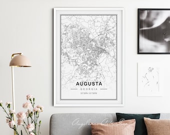 Perfect Details Augusta Georgia Map Augusta GA Printable Map of Augusta City Street Map Coordinates Map Art Black and White
