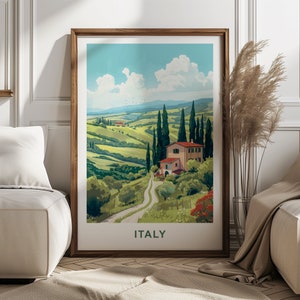 Travel Art Poster depicting Tuscany Landscape, Gift for travelers, Toscana Printable Art Print