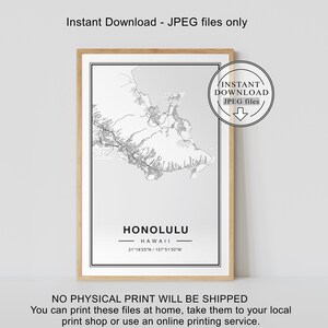Honolulu Map, Honolulu Map Print, Honolulu Print, Honolulu Map Poster, Honolulu HI Map, Honolulu Hawaii Map