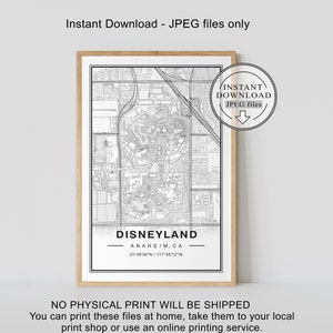 Disneyland kaart digitale kunstprint | Afdrukbare Disneyland kwekerij Wall Art Decor