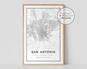 San Antonio Map, San Antonio Map Print, San Antonio Texas Map, San Antonio Digital Map