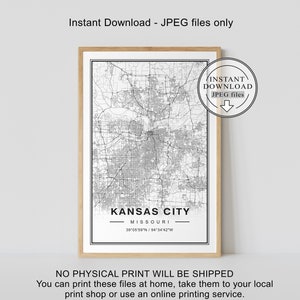 Kansas City Map, Kansas City Map Print, Kansas City Print, Kansas City Map Poster, Kansas City MO Map, Kansas City Missouri Map