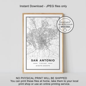 San Antonio Map, San Antonio Map Print, San Antonio Texas Map, San Antonio Digital Map image 1