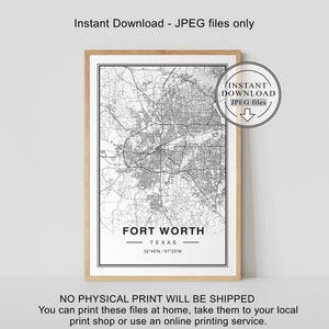 Fort Worth Karte, Fort Worth Karte Druck, Fort Worth Digitale Karte, Fort Worth Karte Poster, Fort Worth Texas Karte