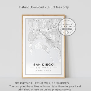 San Diego Map, San Diego Map Print, San Diego Digital Map, San Diego Print