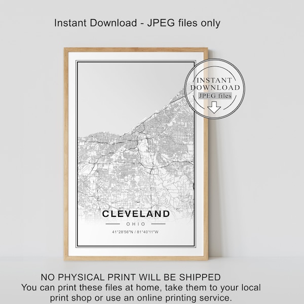 Cleveland Map, Cleveland Map Print, Cleveland Print, Cleveland Map Poster, Cleveland OH Map, Cleveland Ohio Map