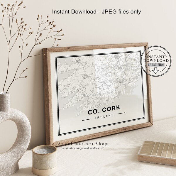 County Cork Ireland Map Print | Printable Map Art