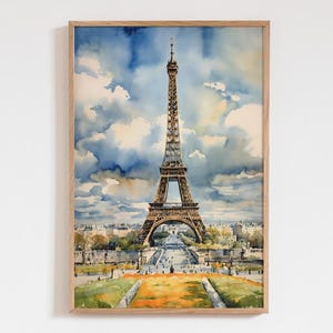Eiffel Tower Paris Watercolor Art Print Poster - France Travel Wall Decor - Paris Unique Gift