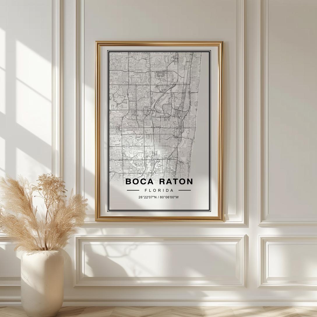 Boca Raton Florida Map Art Print Poster - Florida Travel Gift Keepsake ...