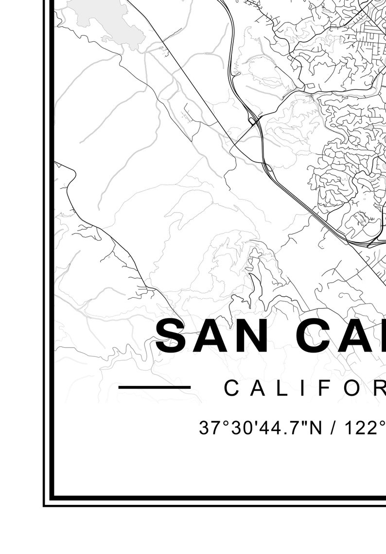 San Carlos Map San Carlos California Map San Carlos CA Map Etsy UK