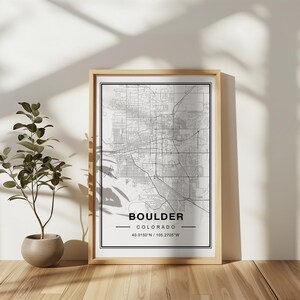 Boulder, Colorado Stadt Karte - Minimalistischer Kunstdruck, individuelles Valentinstag Geschenk