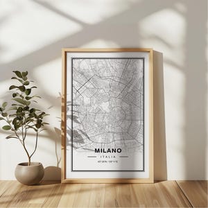 Milano Italia Mappa Stampa Artistica Poster - Italia Viaggio Regalo Ricordo, Milano stampato Arte Murale Decorazione