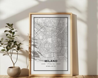 Milano Italia Map Art Print Poster - Italy Travel Gift Keepsake, Milano printed Wall Art Decor