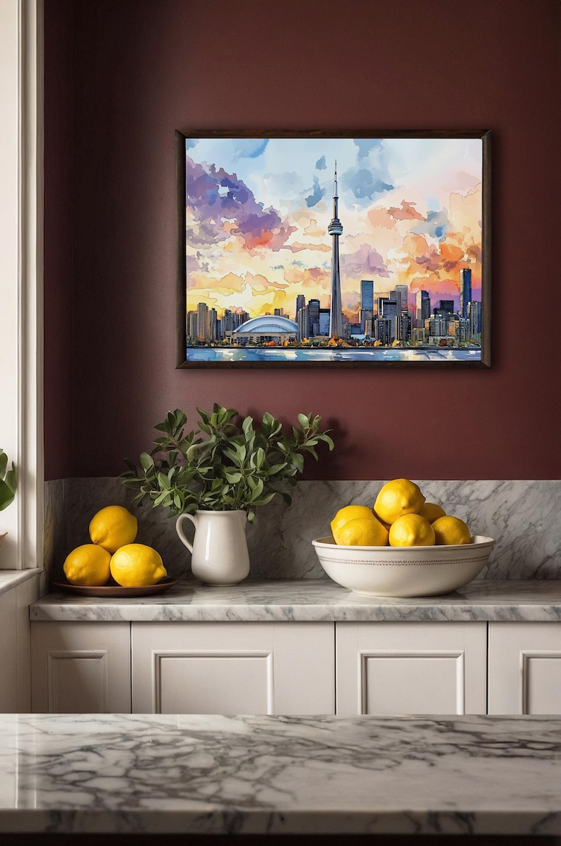 Toronto Skyline Watercolor Painting - Canada Travel Art Poster - Toronto Wall Art Print - Canada Home Decor - Toronto Artwork Gift image 12