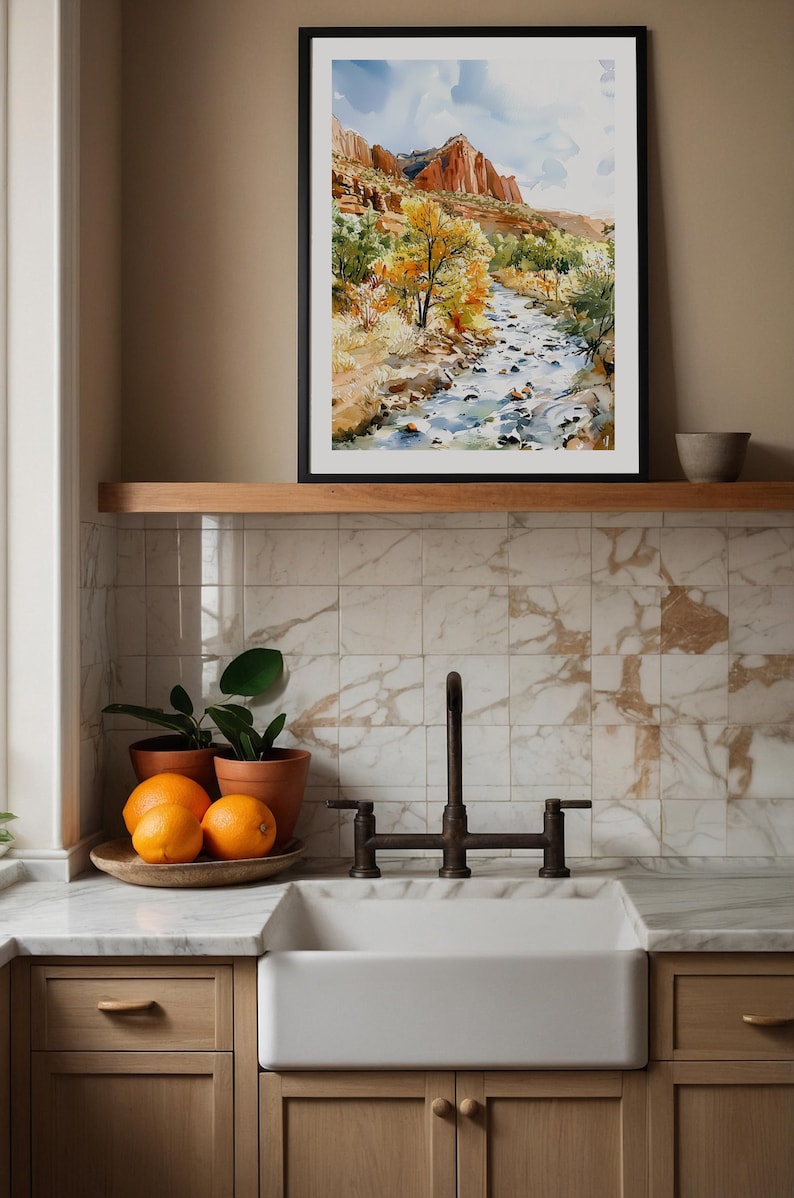 Zion National Park aquarel Art Print, Zion Travel Art Poster, VS muurdecoratie cadeau afbeelding 9