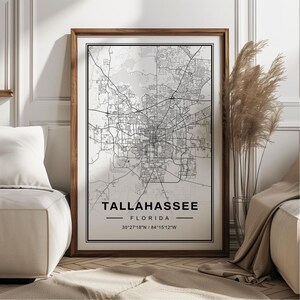 Tallahassee Florida kaart Art Print poster - Florida reiscadeau aandenken, Tallahassee FL gedrukt Wall Art Decor