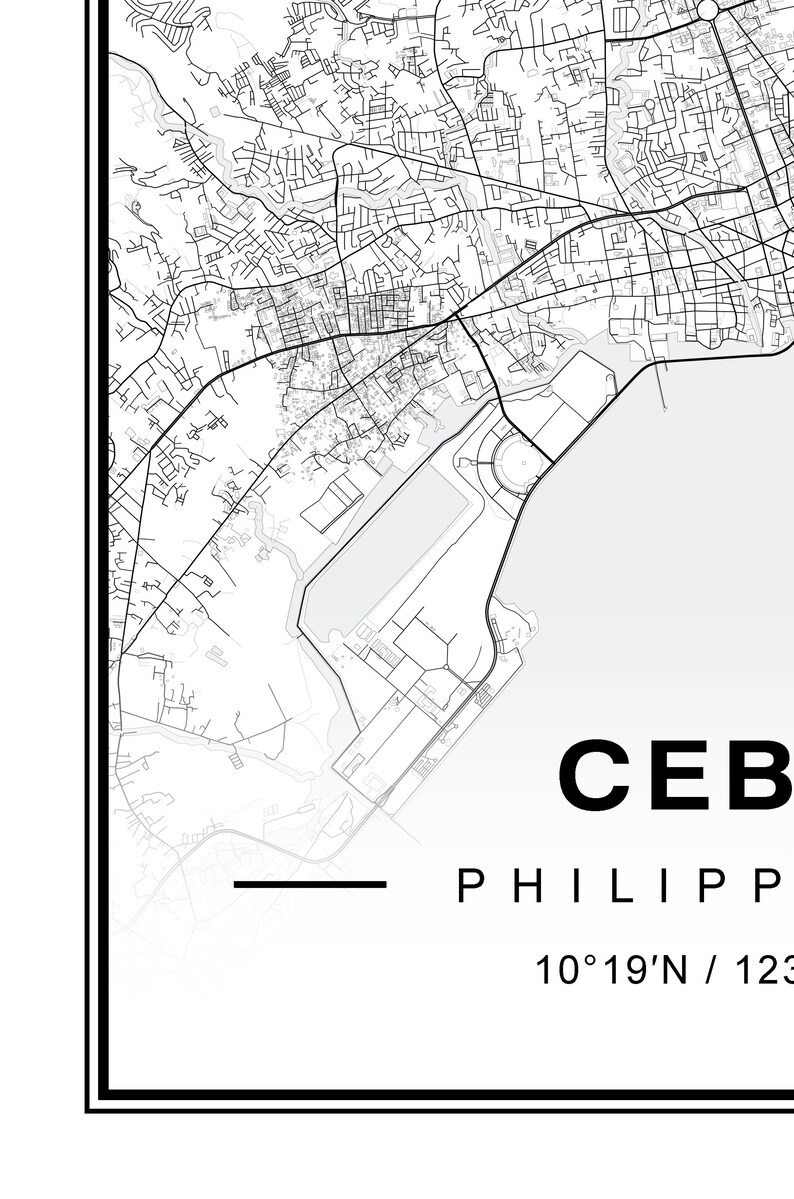 Cebu Philippines Map Cebu City Map Cebu City Philippines - Etsy