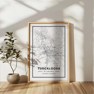 Poster impression d'art carte Tuscaloosa - Alabama cadeau souvenir, décoration murale Tuscaloosa