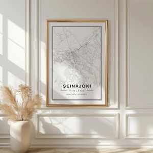 Seinäjoki Finlande carte Art Print Poster - Finlande voyage cadeau souvenir, Seinäjoki imprimé art mural