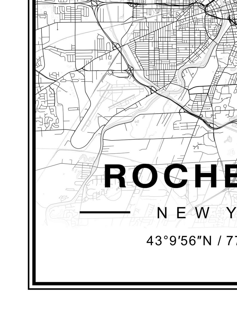 Rochester New York Map Art Print Poster - New York Travel Gift Keepsake ...