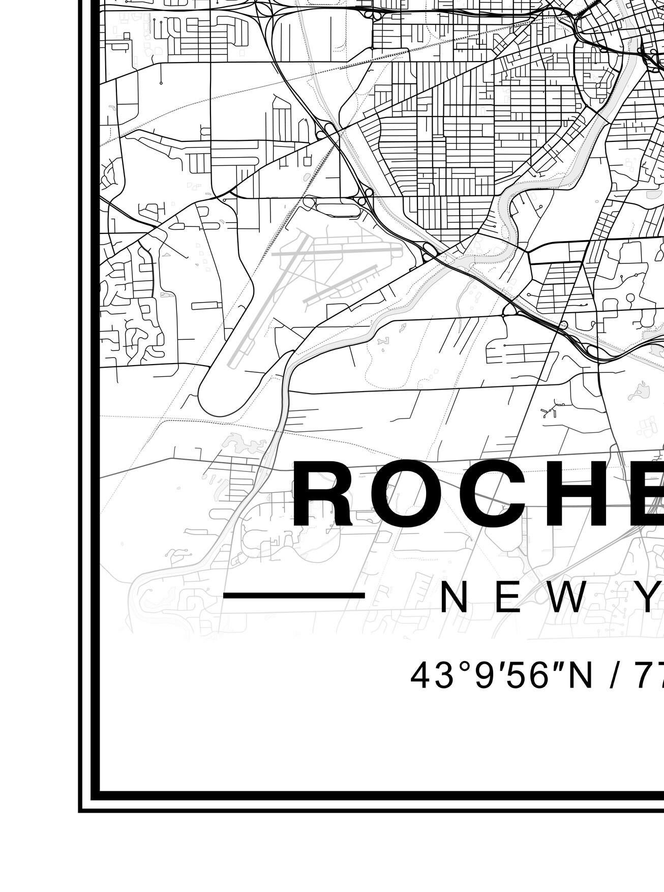 Rochester New York Map Art Print Poster - New York Travel Gift Keepsake ...