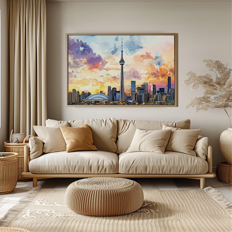 Toronto Skyline Watercolor Painting - Canada Travel Art Poster - Toronto Wall Art Print - Canada Home Decor - Toronto Artwork Gift image 11