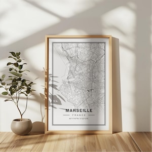 Marseille Frankreich Karte Kunstdruck Poster - Frankreich Reise Geschenk Andenken, Marseille gedruckte Wandkunst Dekor