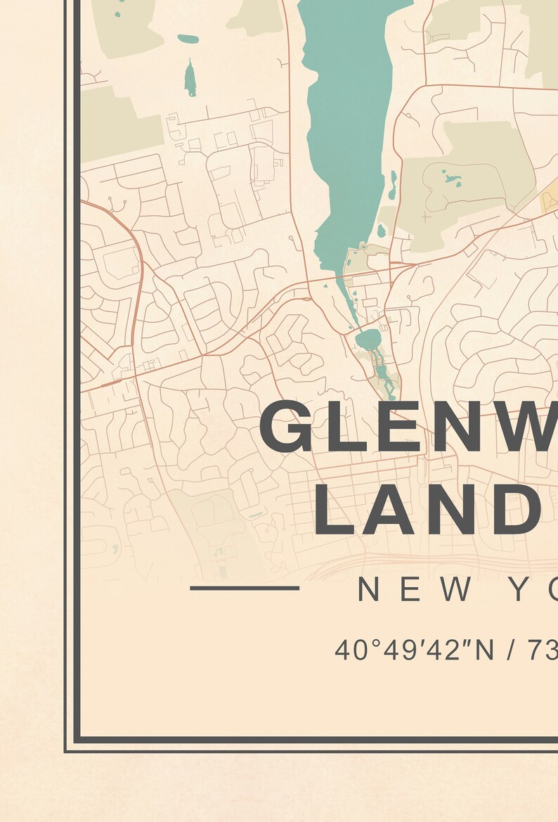 Glenwood Landing Map Glenwood Landing NY Map Vintage Etsy